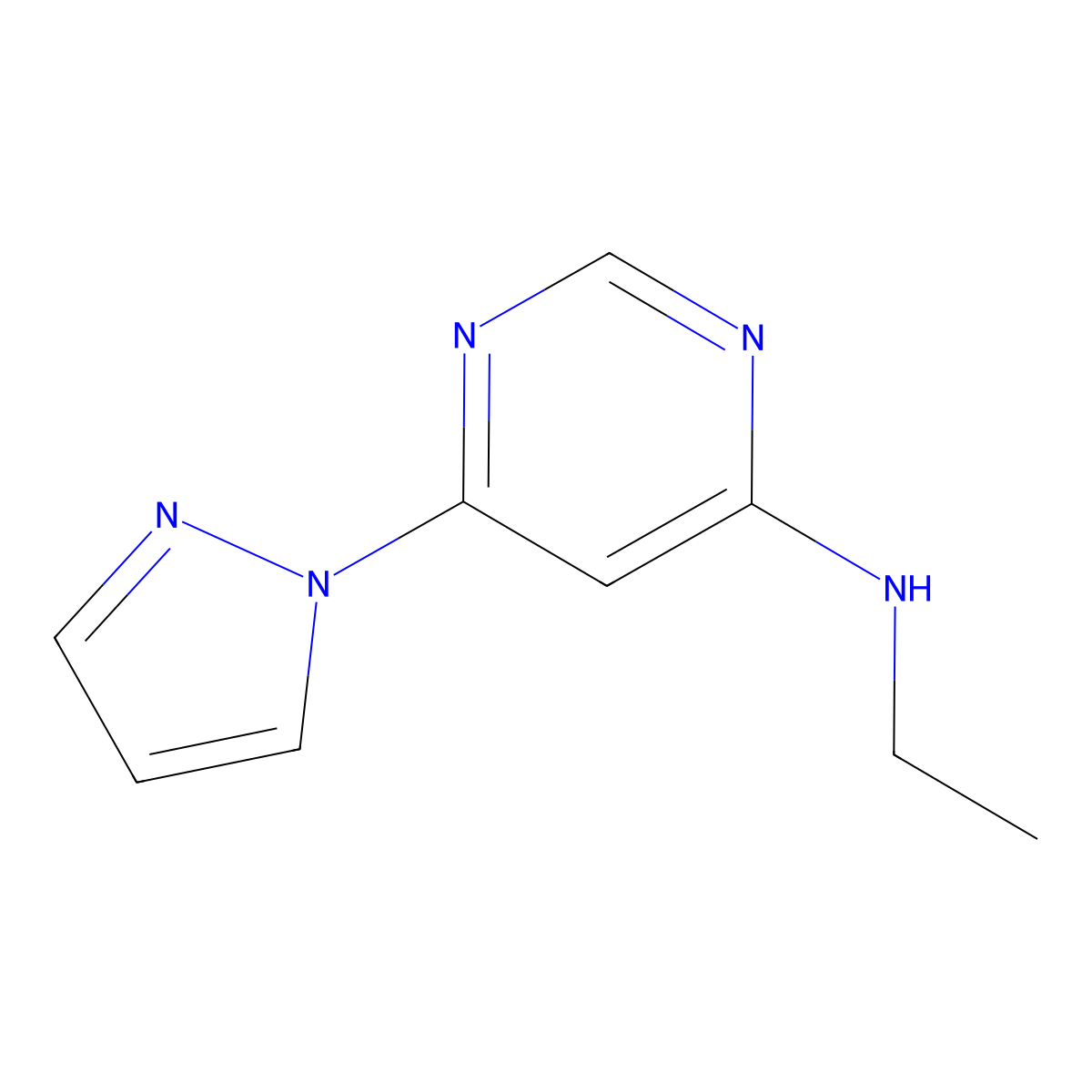 N-ethyl-6-(1H-pyrazol-1-yl)pyrimidin-4-amine molecular structure, CAS 1340690-53-0