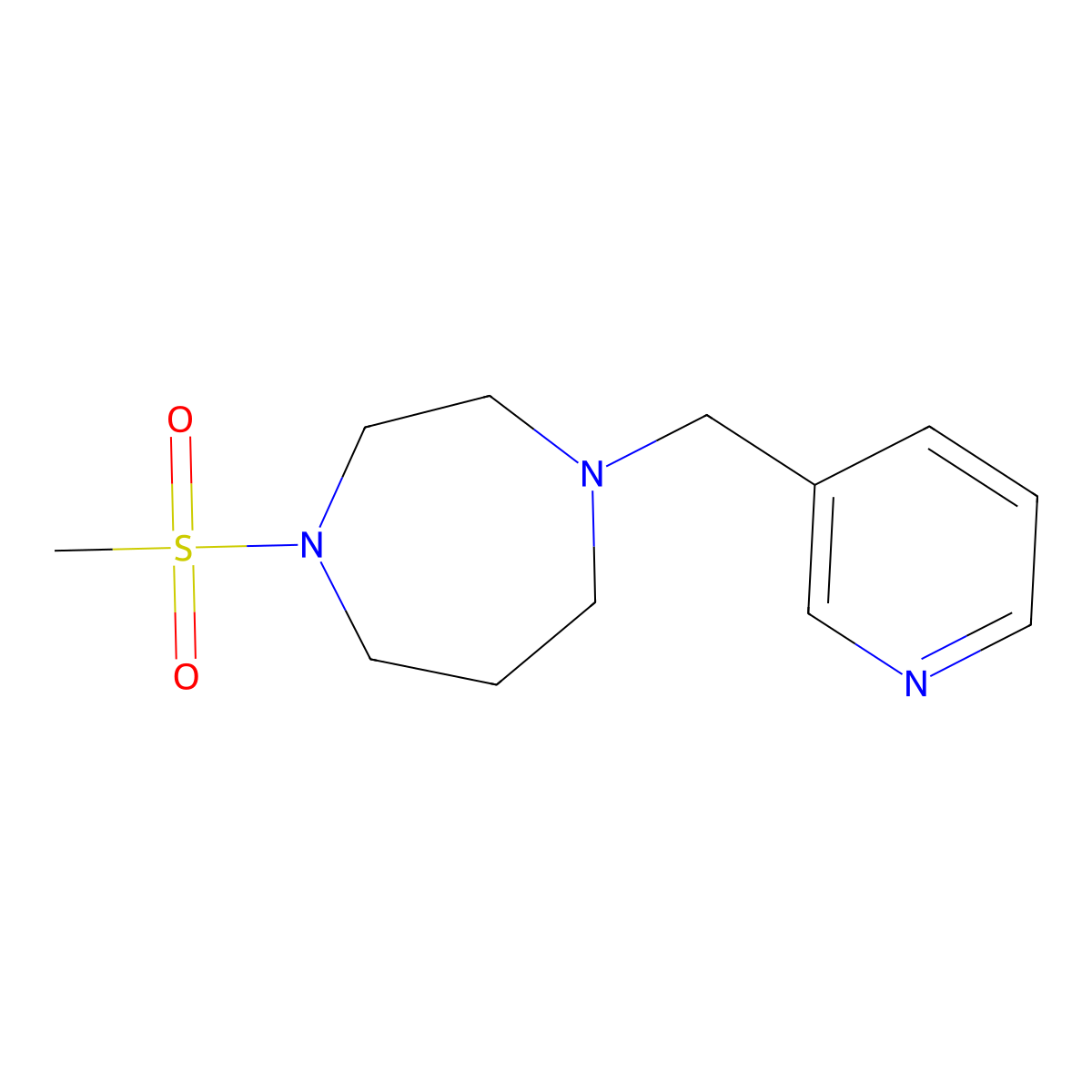 1-Methanesulfonyl-4-[(pyridin-3-yl)methyl]-1,4-diazepane molecular structure, CAS 1340699-10-6