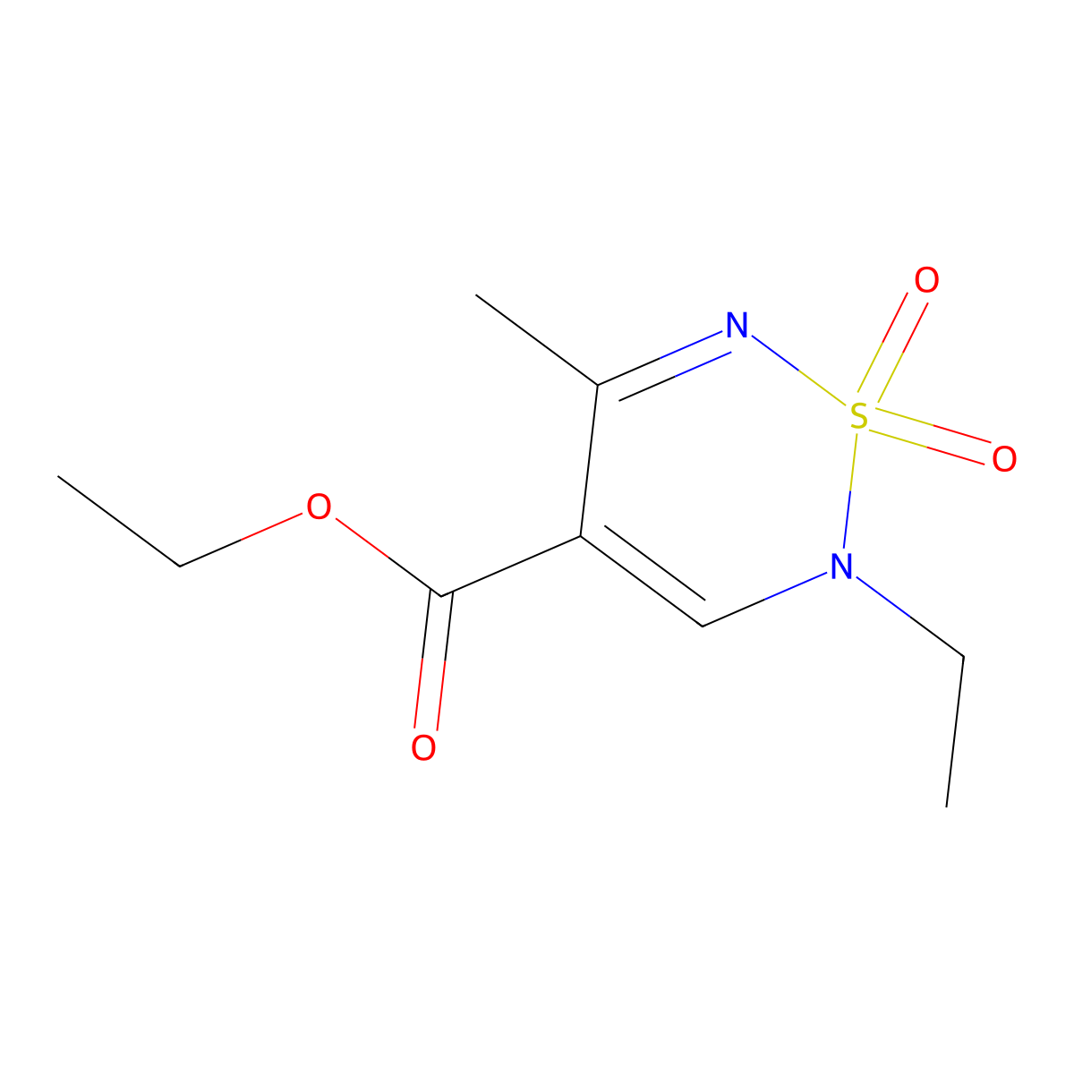 ethyl 2-ethyl-5-methyl-2H-1,2,6-thiadiazine-4-carboxylate 1,1-dioxide molecular structure, CAS 1340702-75-1