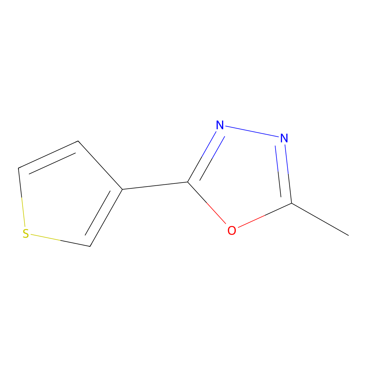 2-Methyl-5-(thiophen-3-YL)-1,3,4-oxadiazole molecular structure, CAS 1340702-97-7