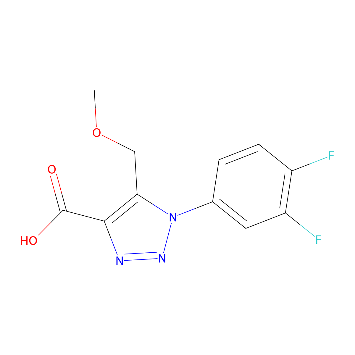 1-(3,4-difluorophenyl)-5-(methoxymethyl)-1H-1,2,3-triazole-4-carboxylic acid molecular structure, CAS 1340715-65-2