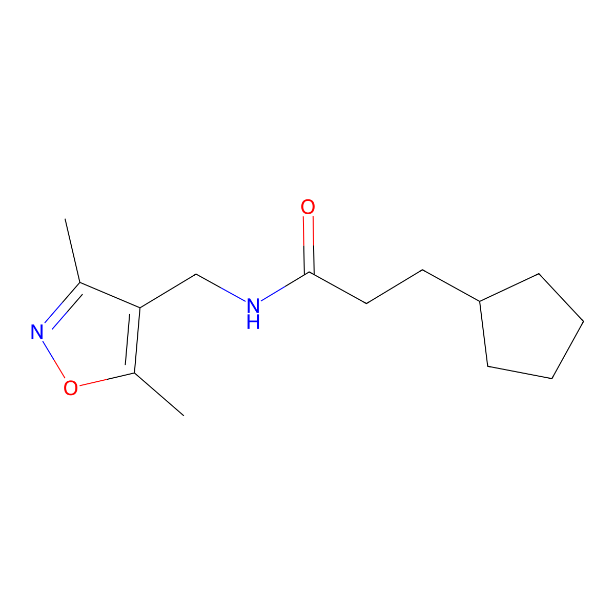 3-Cyclopentyl-N-[(3,5-dimethyl-1,2-oxazol-4-YL)methyl]propanamide molecular structure, CAS 1340716-76-8