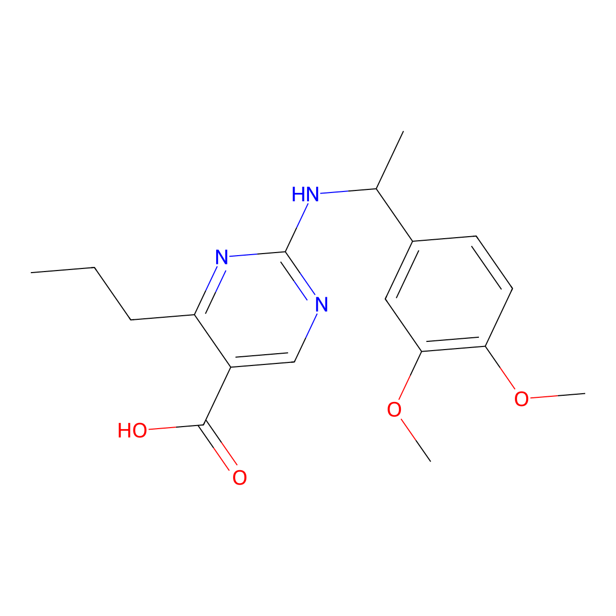 2-{[1-(3,4-Dimethoxyphenyl)ethyl]amino}-4-propylpyrimidine-5-carboxylic acid molecular structure, CAS 1340716-93-9