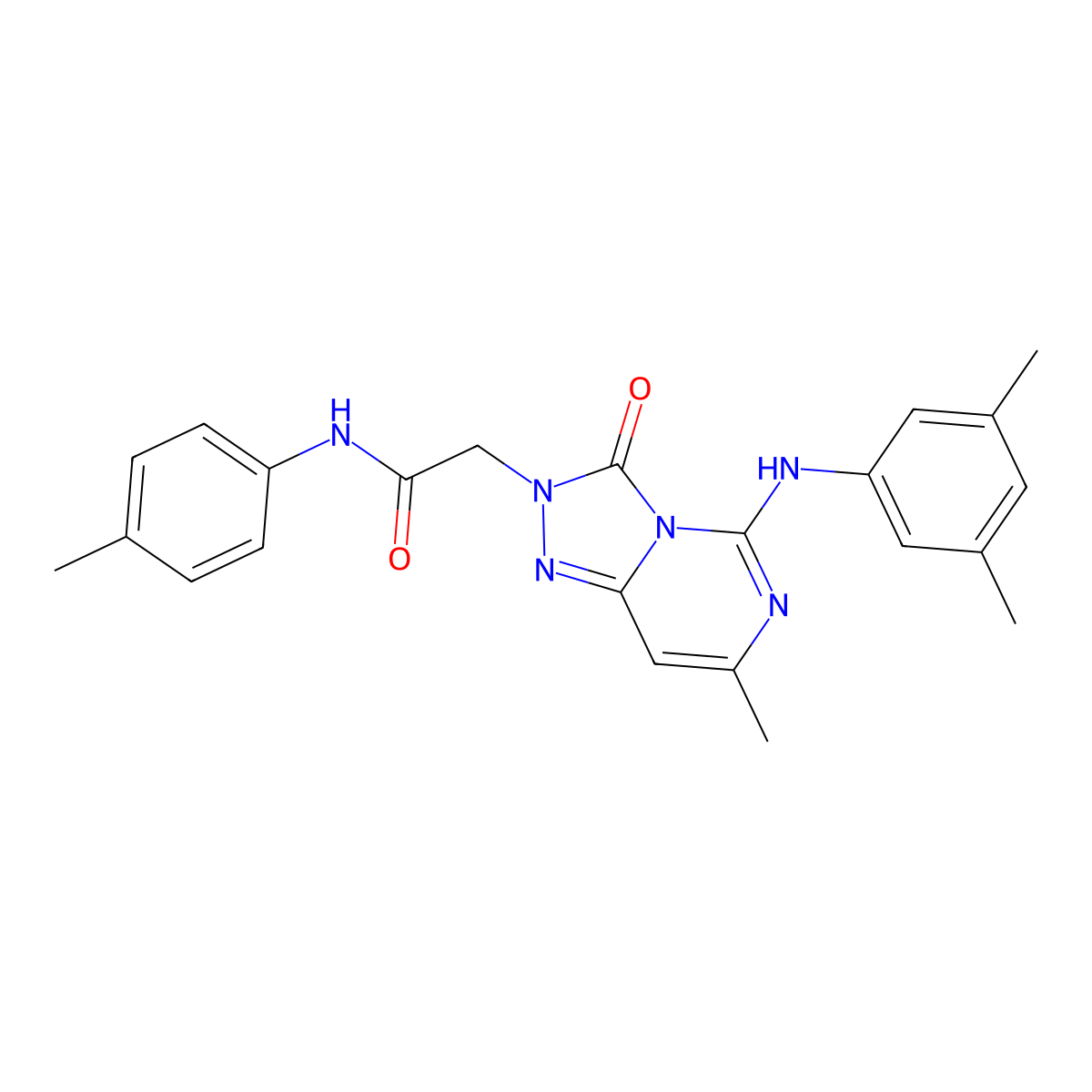 2-{5-[(3,5-dimethylphenyl)amino]-7-methyl-3-oxo-2H,3H-[1,2,4]triazolo[4,3-c]pyrimidin-2-yl}-N-(4-methylphenyl)acetamide molecular structure, CAS 1340722-40-8