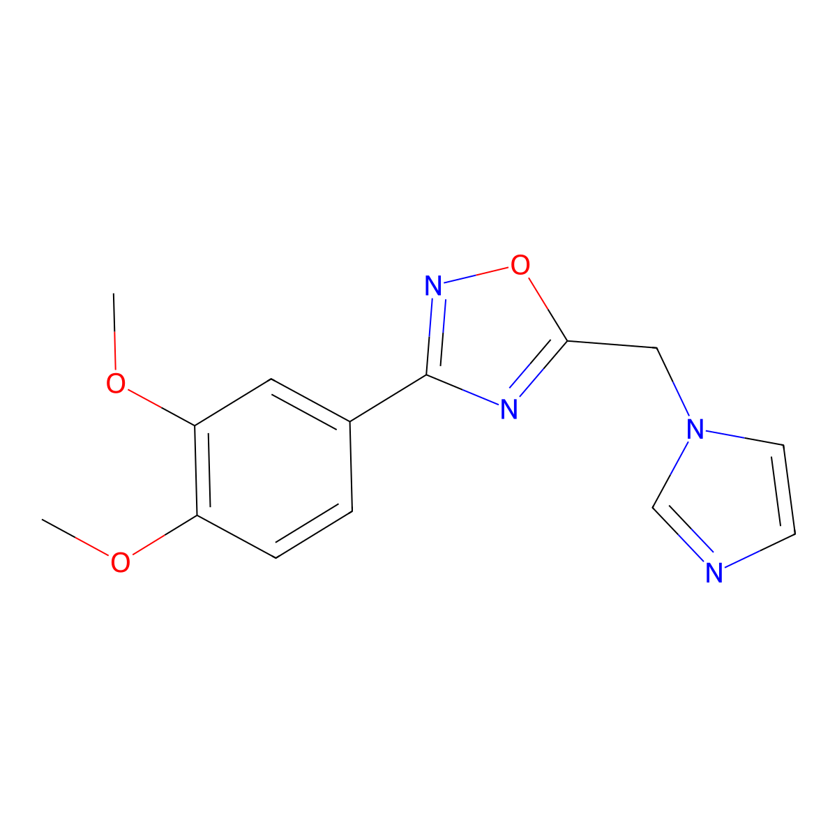 3-(3,4-dimethoxyphenyl)-5-[(1H-imidazol-1-yl)methyl]-1,2,4-oxadiazole molecular structure, CAS 1340725-12-3