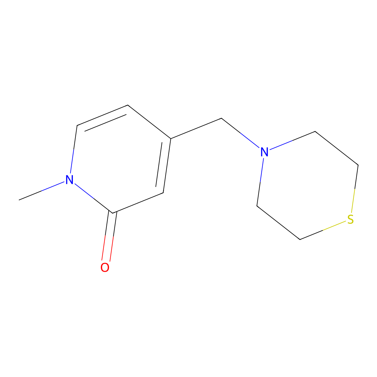1-methyl-4-(1,4-thiazinan-4-ylmethyl)-2(1H)-pyridinone molecular structure, CAS 1340730-42-8