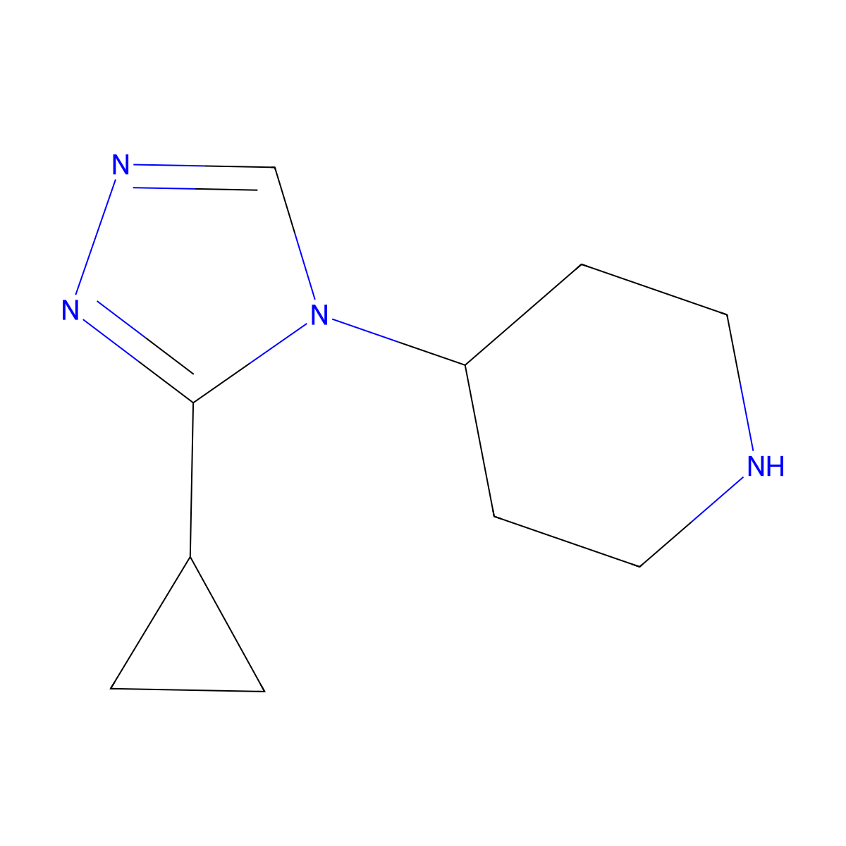 4-(3-cyclopropyl-4H-1,2,4-triazol-4-yl)piperidine molecular structure, CAS 1340737-86-1