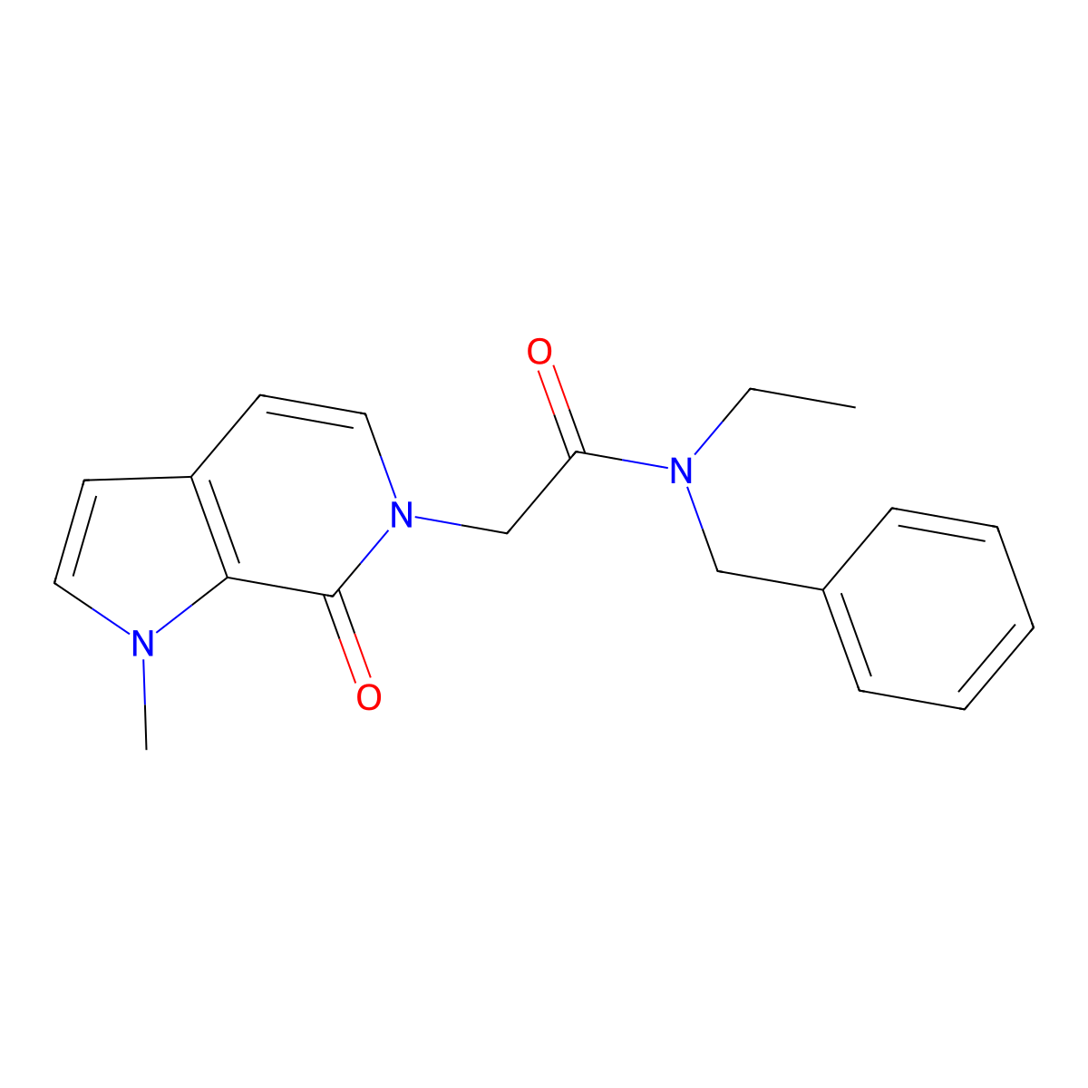 N-benzyl-N-ethyl-2-{1-methyl-7-oxo-1H,6H,7H-pyrrolo[2,3-c]pyridin-6-yl}acetamide molecular structure, CAS 1340737-98-5