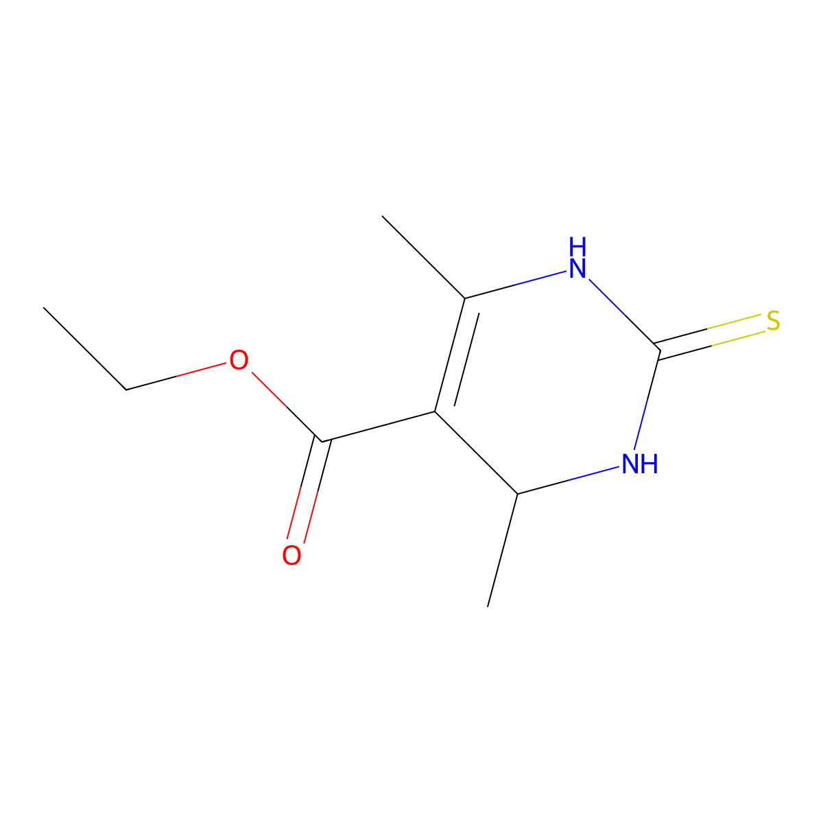 Ethyl 4,6-dimethyl-2-thioxo-1,2,3,4-tetrahydro-5-pyrimidinecarboxylate molecular structure, CAS 134074-26-3