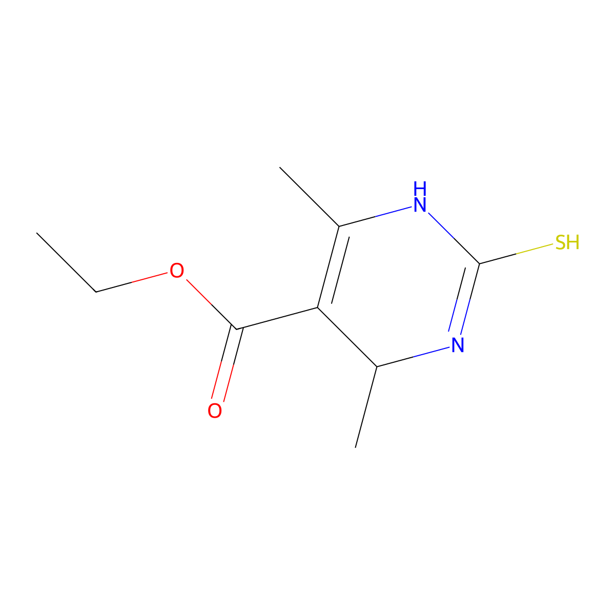 Ethyl 4,6-dimethyl-2-thioxo-1,2,3,4-tetrahydro-5-pyrimidinecarboxylate molecular structure, CAS 134074-26-3