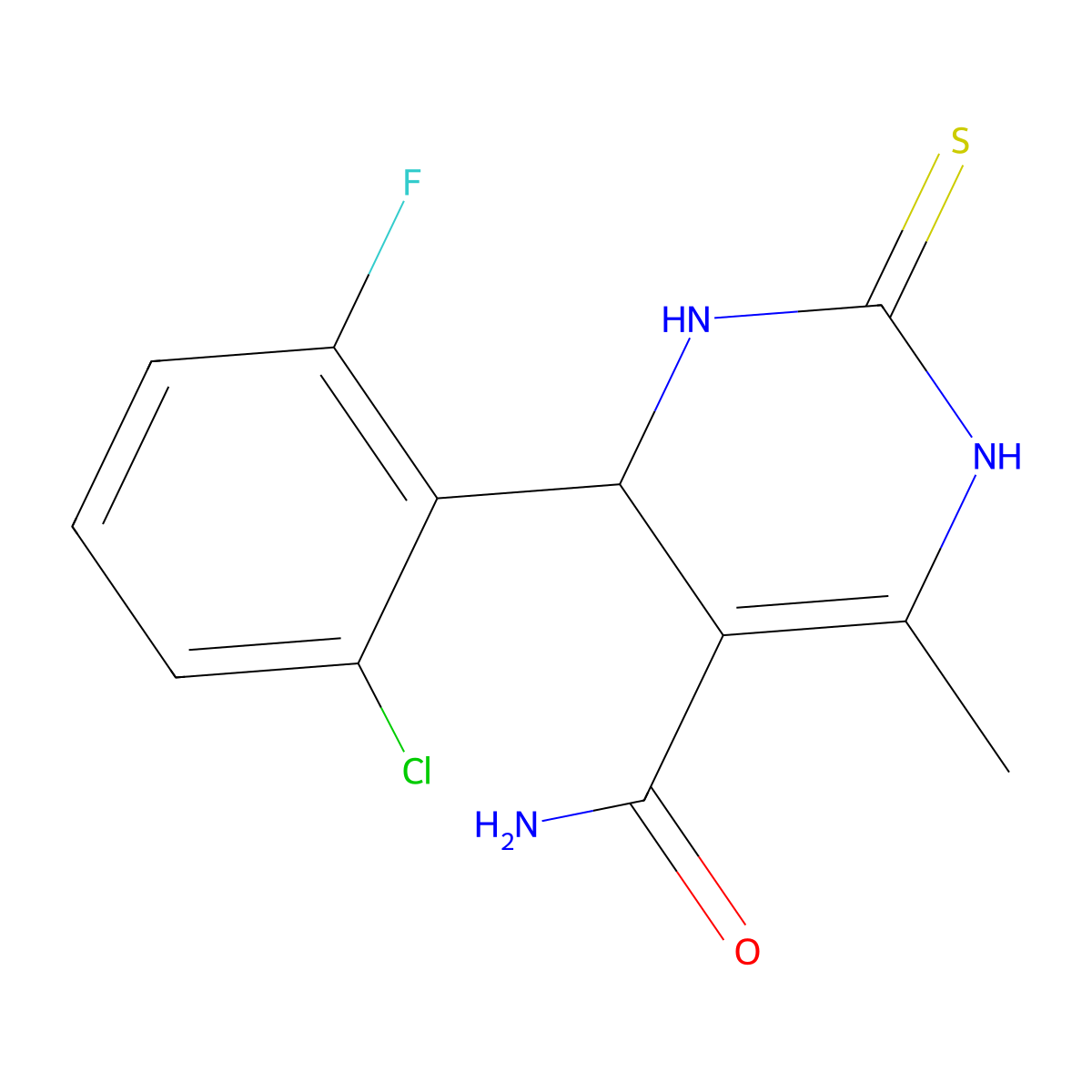 4-(2-chloro-6-fluorophenyl)-6-methyl-2-sulfanylidene-3,4-dihydro-1H-pyrimidine-5-carboxamide molecular structure, CAS 134074-34-3