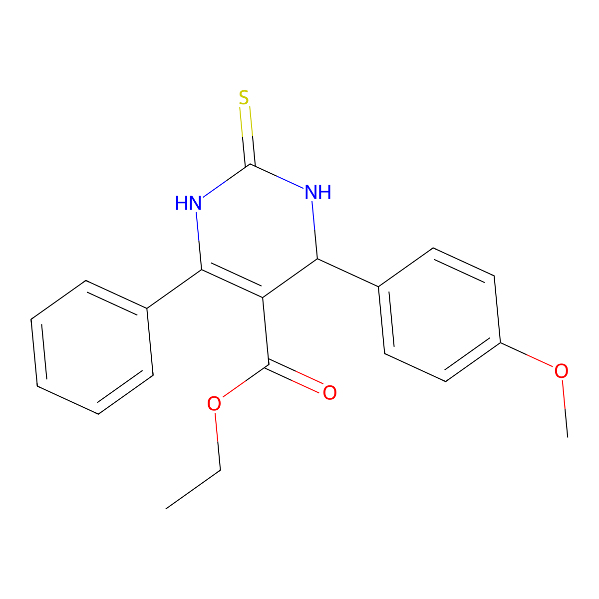 Ethyl 4-(4-methoxyphenyl)-6-phenyl-2-thioxo-1,2,3,4-tetrahydro-5-pyrimidinecarboxylate molecular structure, CAS 134074-40-1