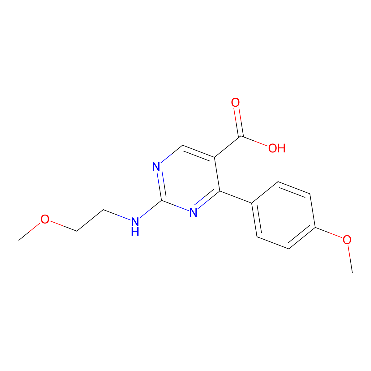 2-[(2-Methoxyethyl)amino]-4-(4-methoxyphenyl)pyrimidine-5-carboxylic acid molecular structure, CAS 1340750-22-2
