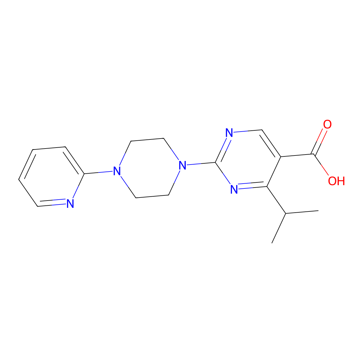 4-Isopropyl-2-(4-pyridin-2-ylpiperazin-1-yl)pyrimidine-5-carboxylic acid molecular structure, CAS 1340751-16-7