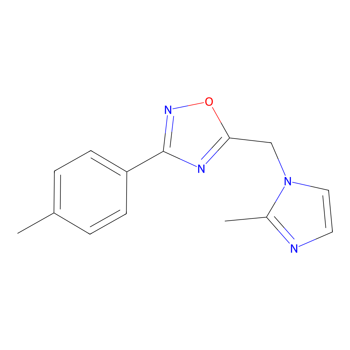 5-[(2-methyl-1H-imidazol-1-yl)methyl]-3-(4-methylphenyl)-1,2,4-oxadiazole molecular structure, CAS 1340752-49-9