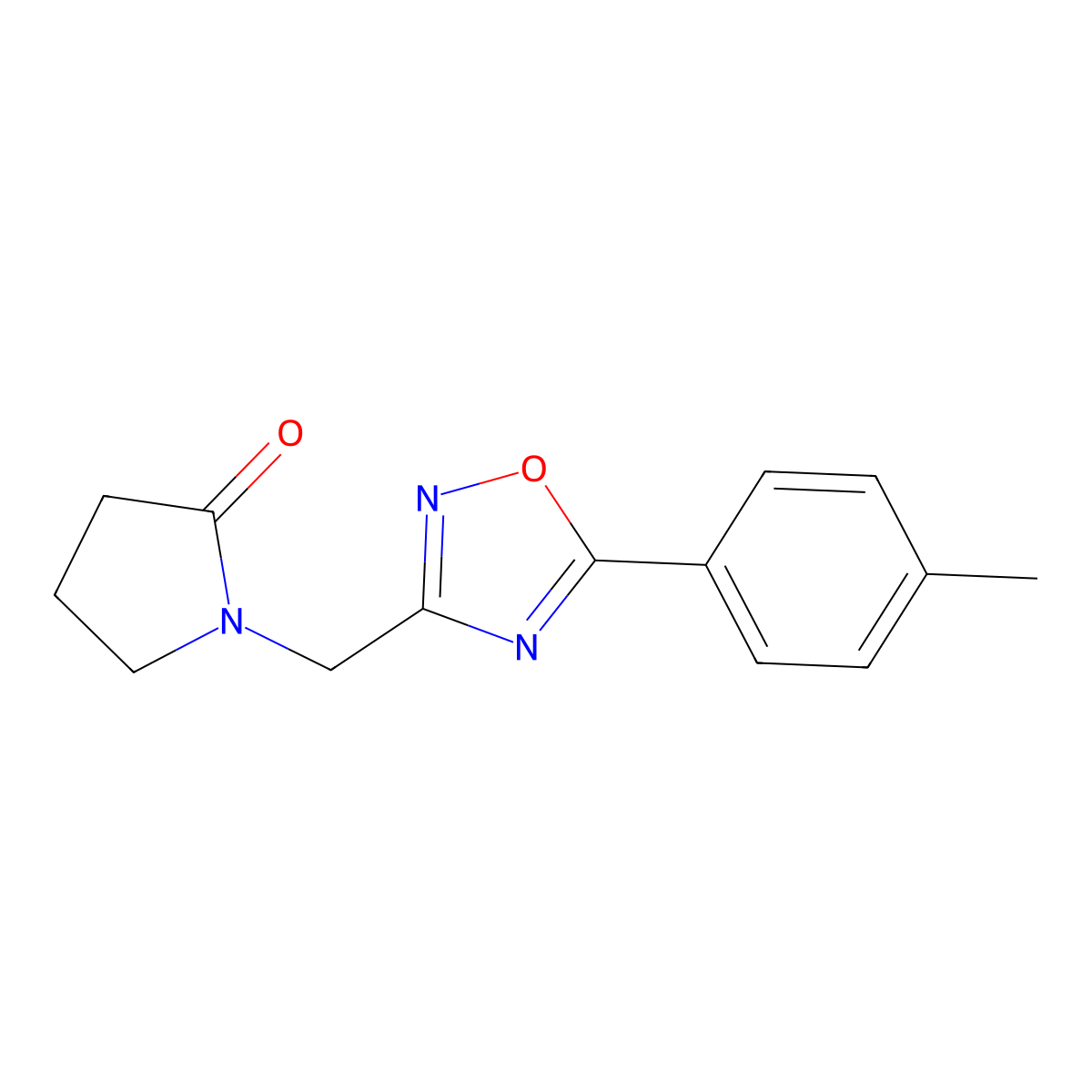 1-{[5-(4-Methylphenyl)-1,2,4-oxadiazol-3-yl]methyl}pyrrolidin-2-one molecular structure, CAS 1340760-63-5