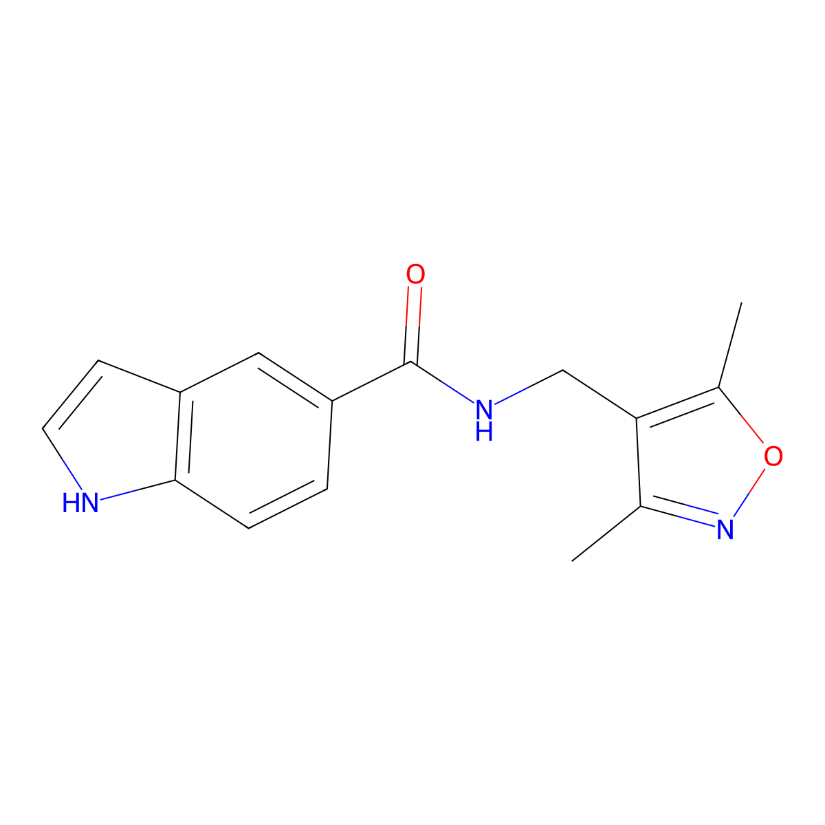 N-[(3,5-dimethylisoxazol-4-yl)methyl]-1H-indole-5-carboxamide molecular structure, CAS 1340762-13-1