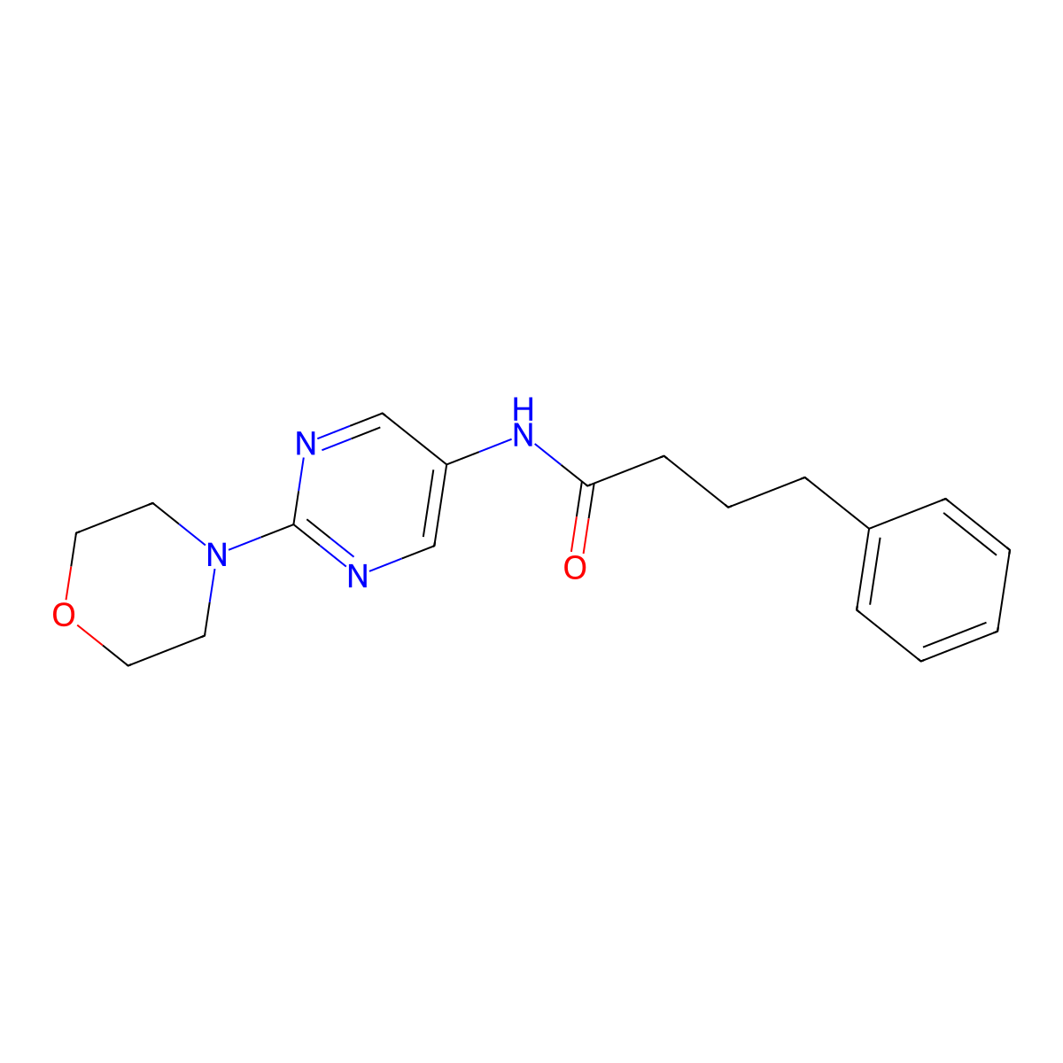 N-(2-morpholinopyrimidin-5-yl)-4-phenylbutanamide molecular structure, CAS 1340767-22-7