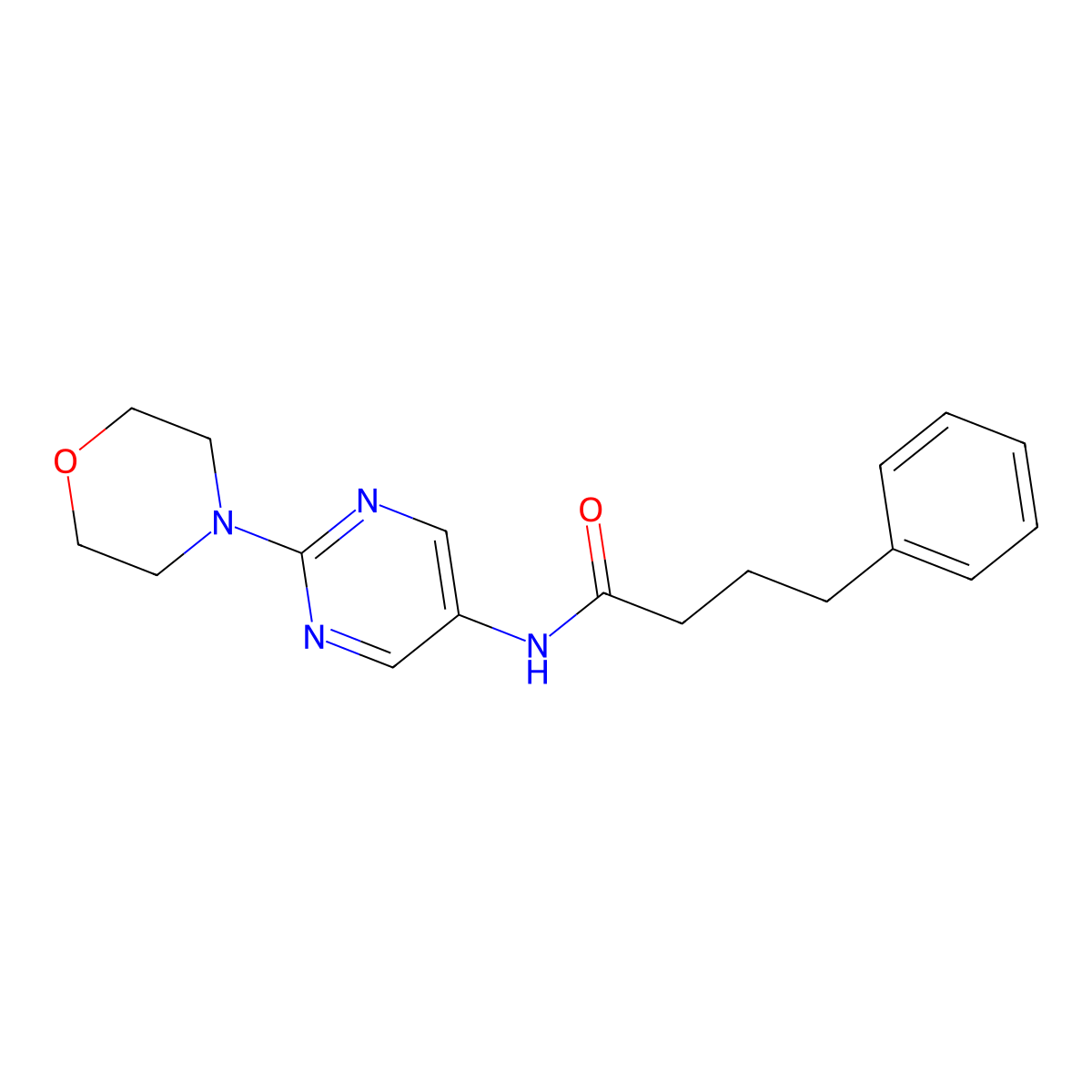 N-(2-morpholinopyrimidin-5-yl)-4-phenylbutanamide molecular structure, CAS 1340767-22-7