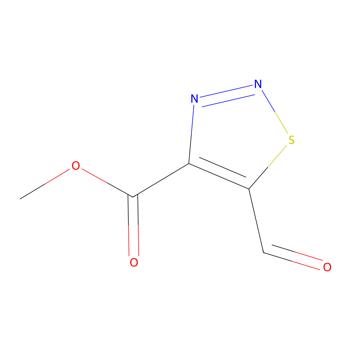 Methyl 5-formyl-1,2,3-thiadiazole-4-carboxylate molecular structure, CAS 134077-72-8