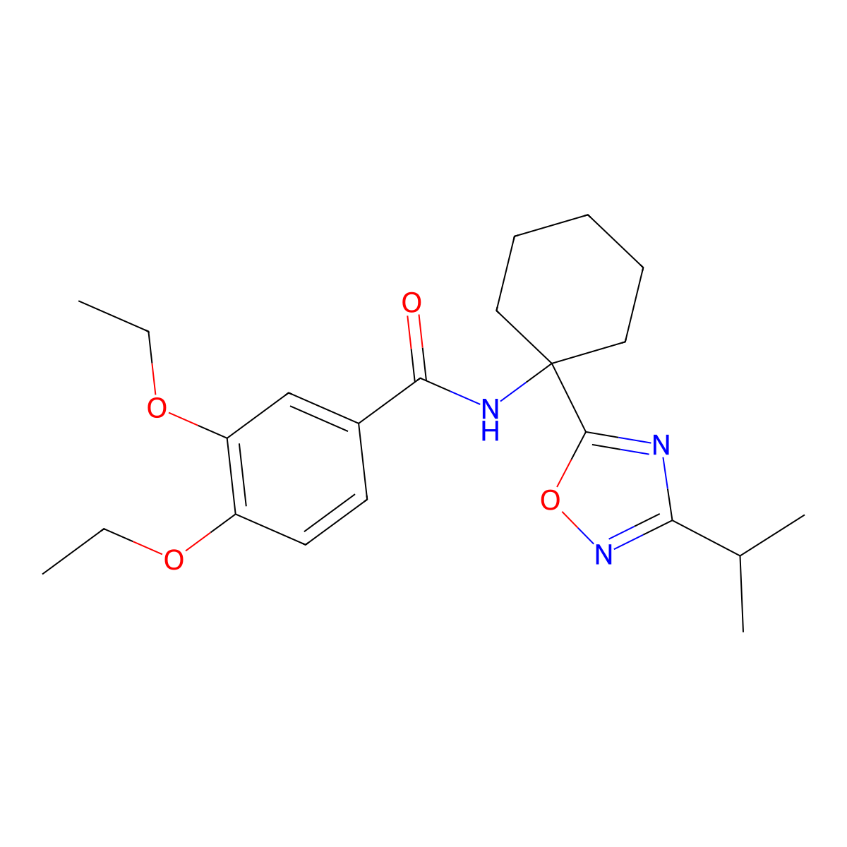 3,4-diethoxy-N-{1-[3-(propan-2-yl)-1,2,4-oxadiazol-5-yl]cyclohexyl}benzamide molecular structure, CAS 1340772-20-4