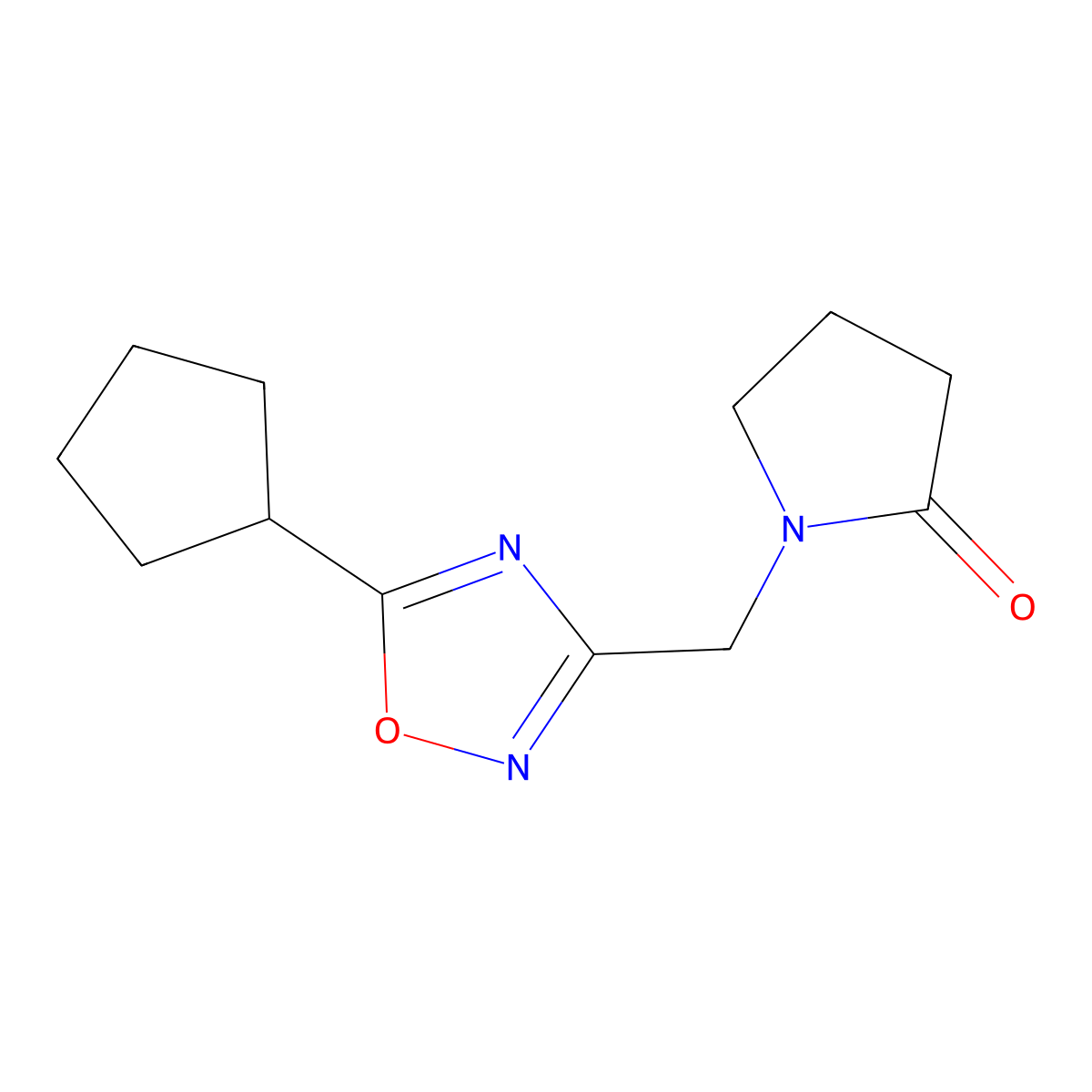 1-[(5-Cyclopentyl-1,2,4-oxadiazol-3-yl)methyl]pyrrolidin-2-one molecular structure, CAS 1340779-54-5