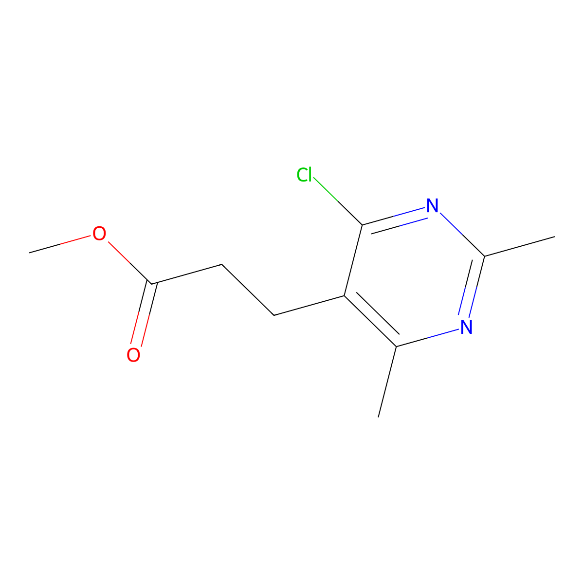 Methyl 3-(4-chloro-2,6-dimethyl-5-pyrimidinyl)propanoate molecular structure, CAS 1340779-90-9
