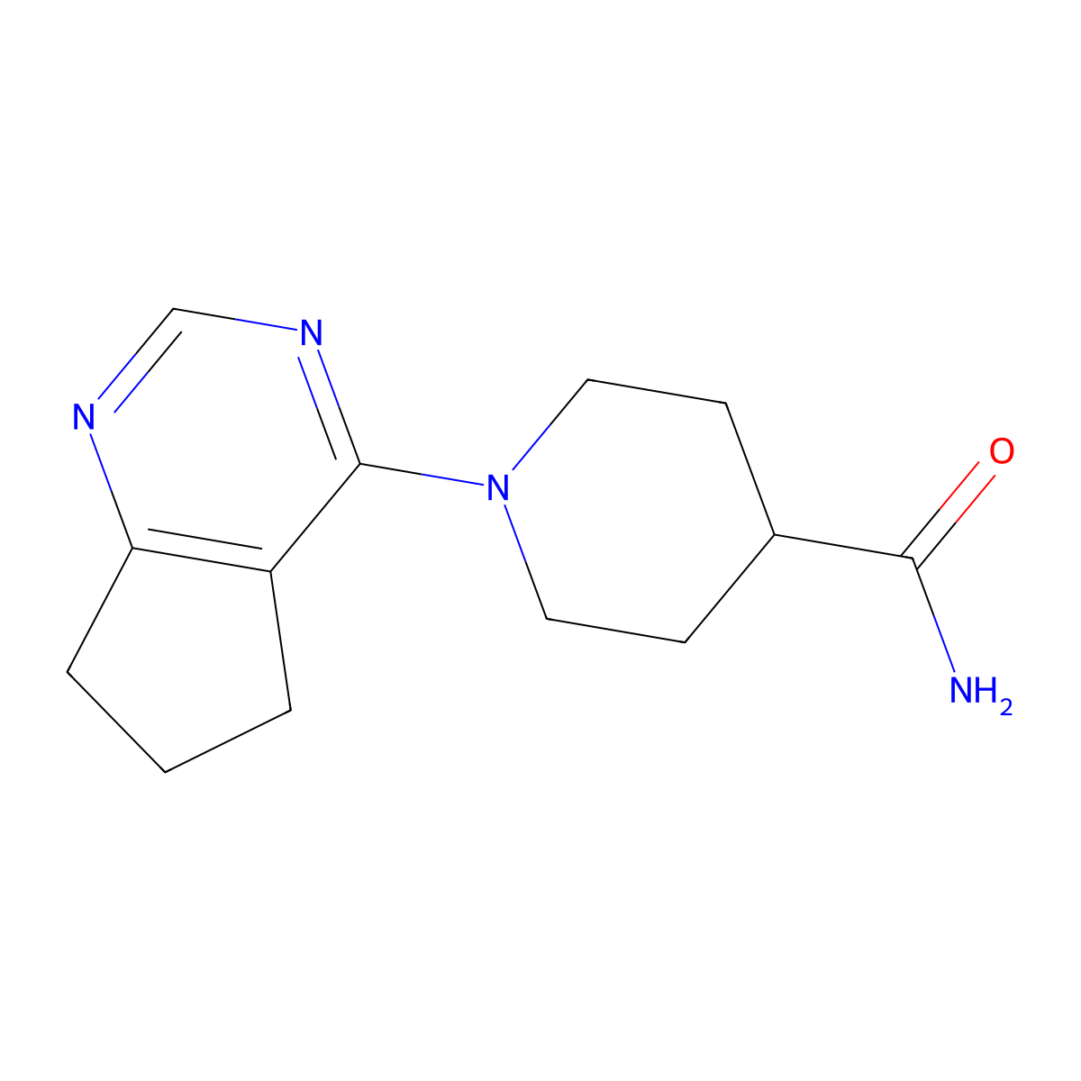 1-{5H,6H,7H-Cyclopenta[D]pyrimidin-4-YL}piperidine-4-carboxamide molecular structure, CAS 1340783-45-0