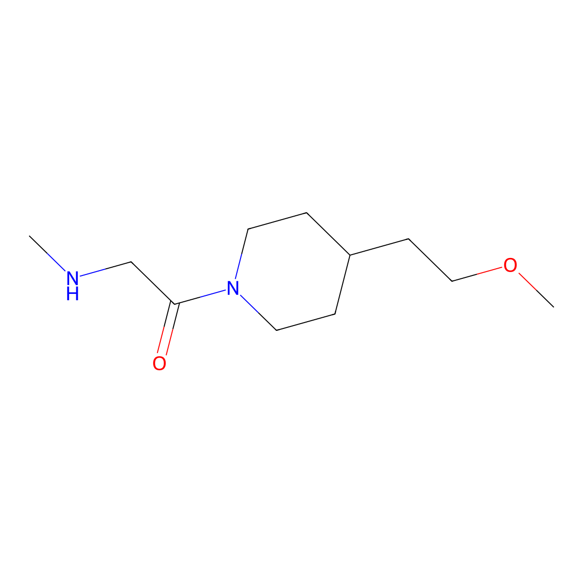 1-[4-(2-Methoxyethyl)piperidino]-2-(methylamino)-1-ethanone molecular structure, CAS 1340785-30-9