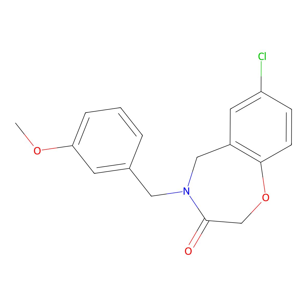 7-chloro-4-(3-methoxybenzyl)-4,5-dihydro-1,4-benzoxazepin-3(2H)-one molecular structure, CAS 1340786-36-8