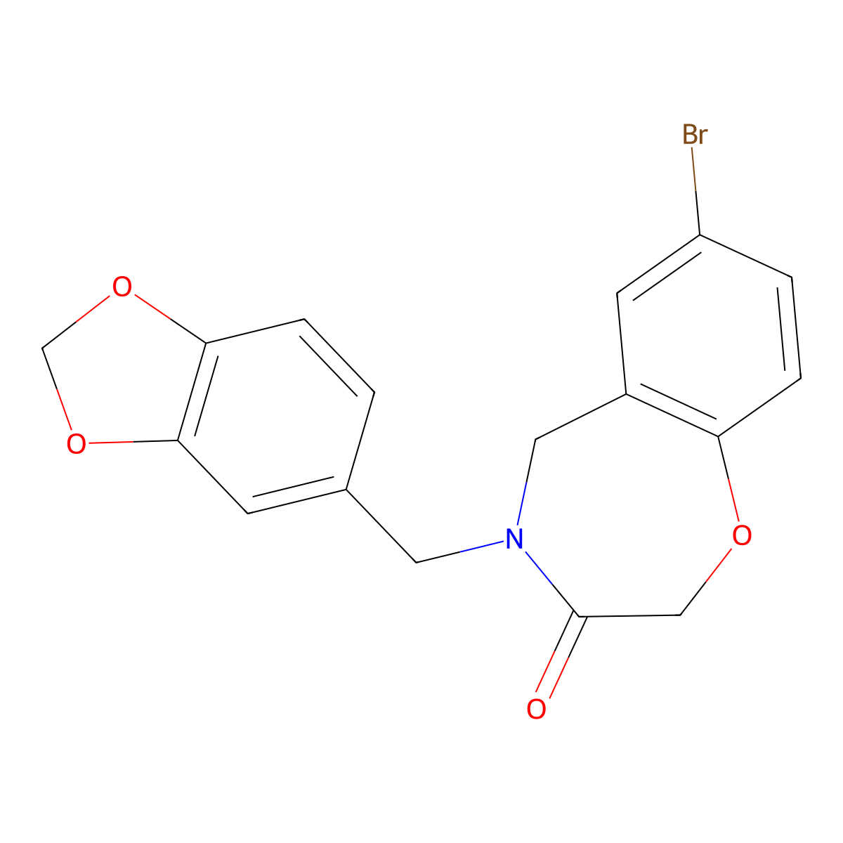 4-(1,3-benzodioxol-5-ylmethyl)-7-bromo-4,5-dihydro-1,4-benzoxazepin-3(2H)-one molecular structure, CAS 1340786-52-8