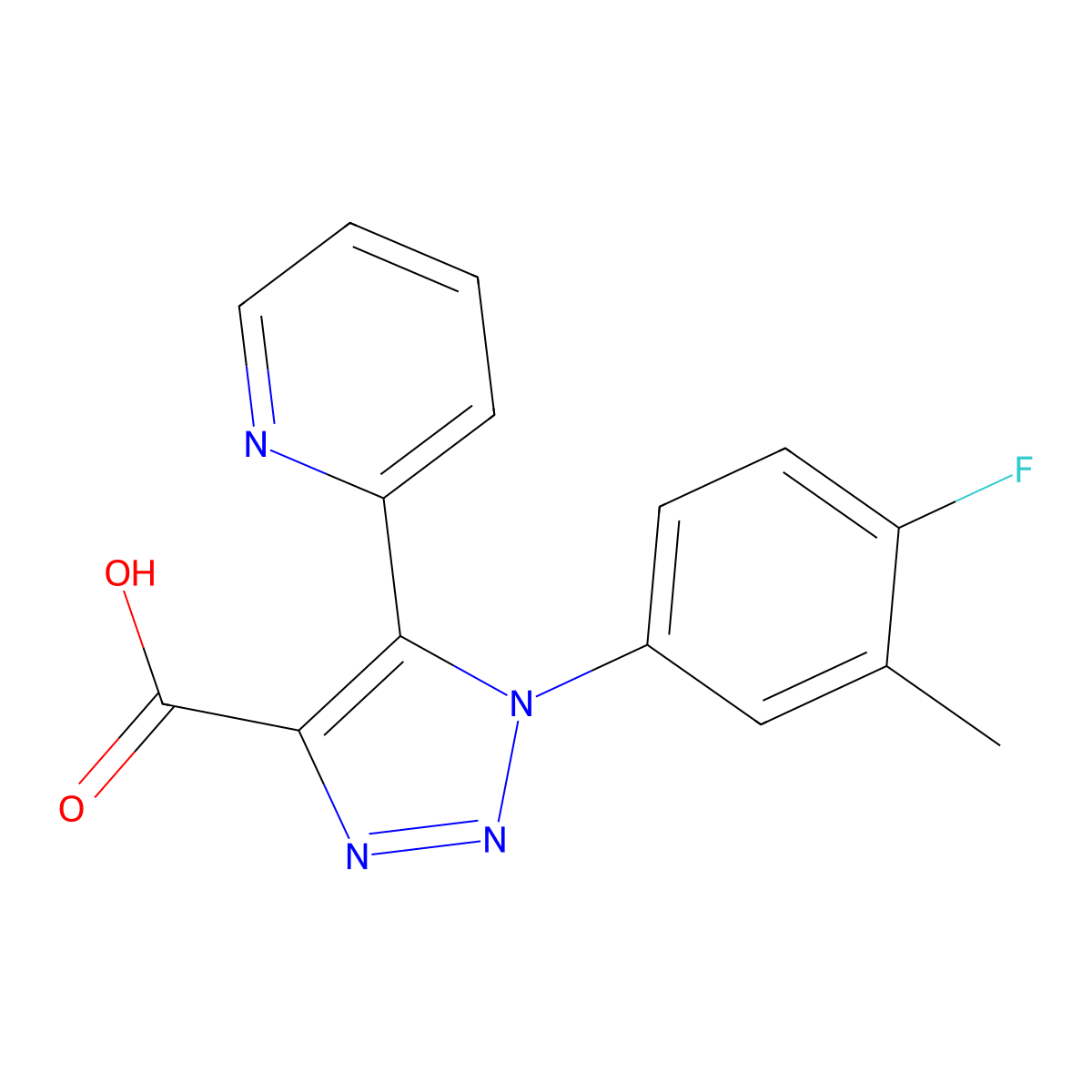 1-(4-fluoro-3-methylphenyl)-5-pyridin-2-yl-1H-1,2,3-triazole-4-carboxylic acid molecular structure, CAS 1340789-12-9