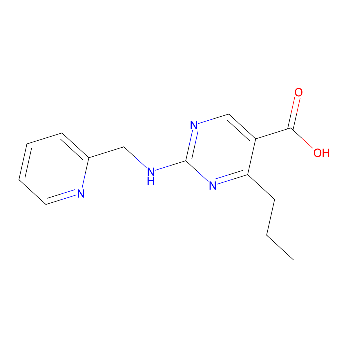 4-Propyl-2-[(pyridin-2-ylmethyl)amino]pyrimidine-5-carboxylic acid molecular structure, CAS 1340792-50-8