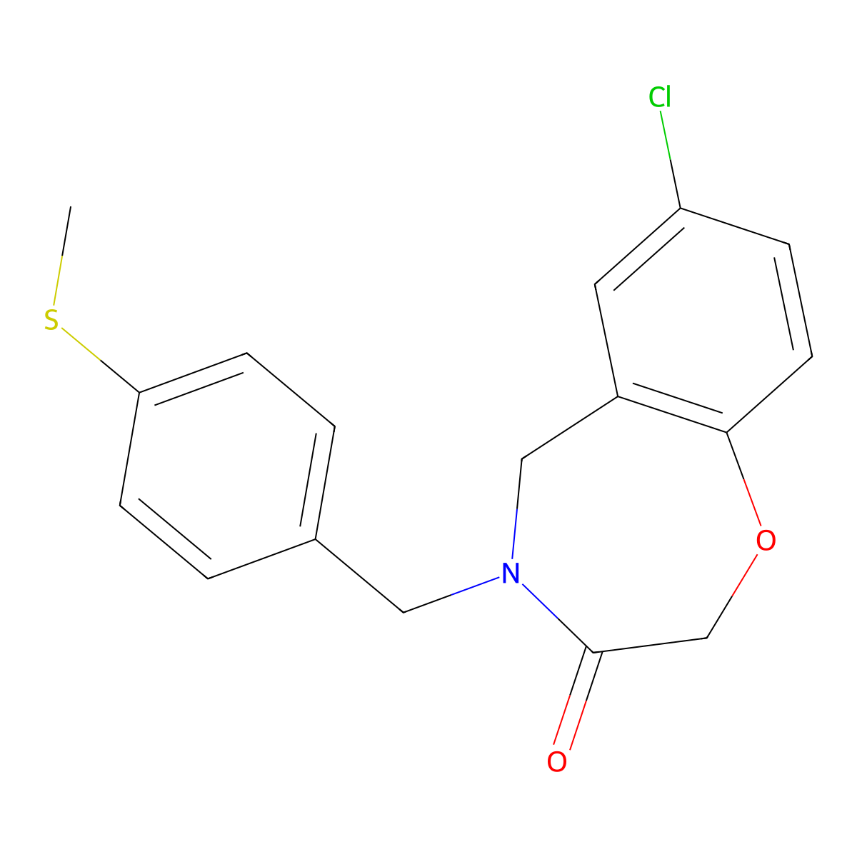 7-chloro-4-[4-(methylthio)benzyl]-4,5-dihydro-1,4-benzoxazepin-3(2H)-one molecular structure, CAS 1340797-03-6