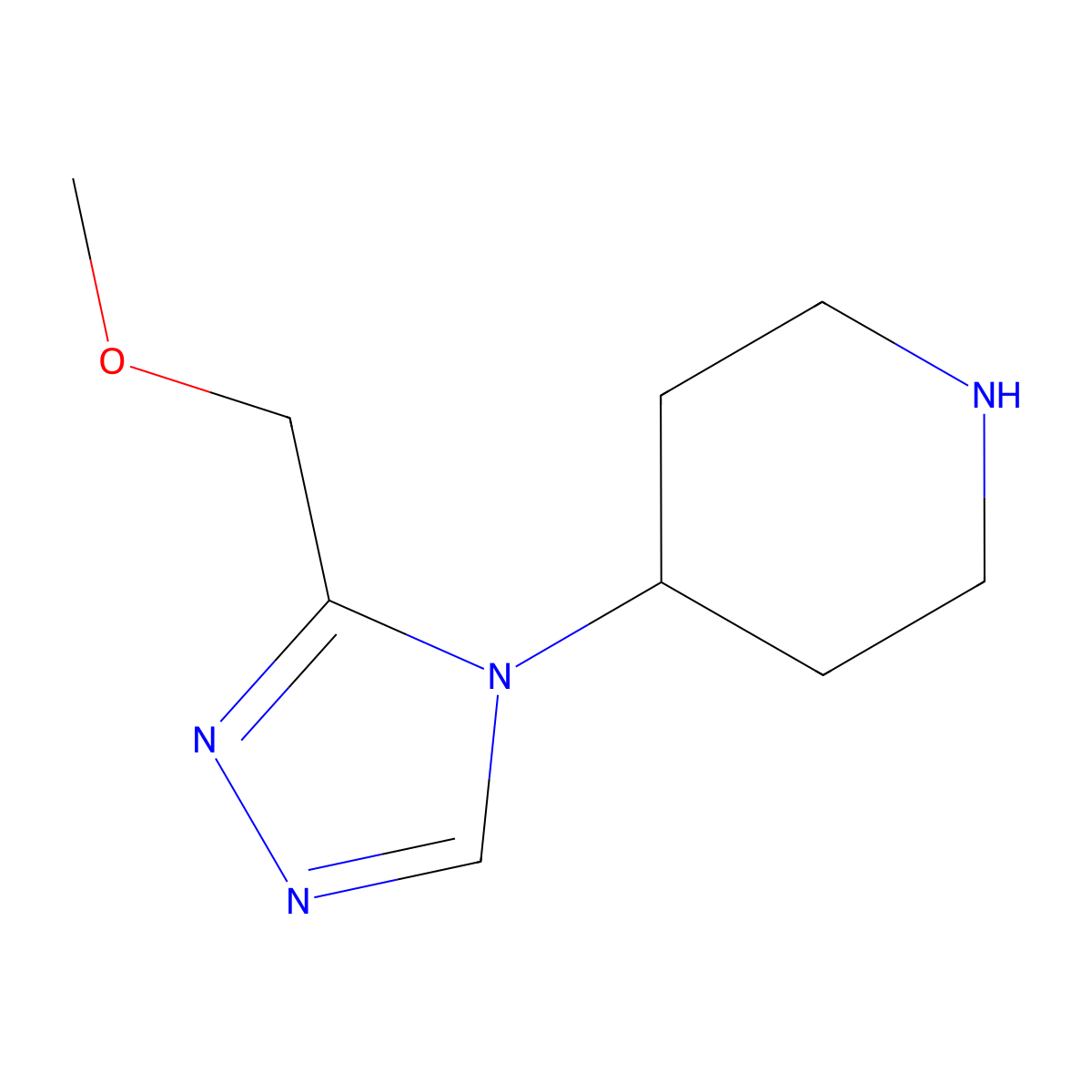 4-[3-(methoxymethyl)-4H-1,2,4-triazol-4-yl]piperidine molecular structure, CAS 1340798-73-3