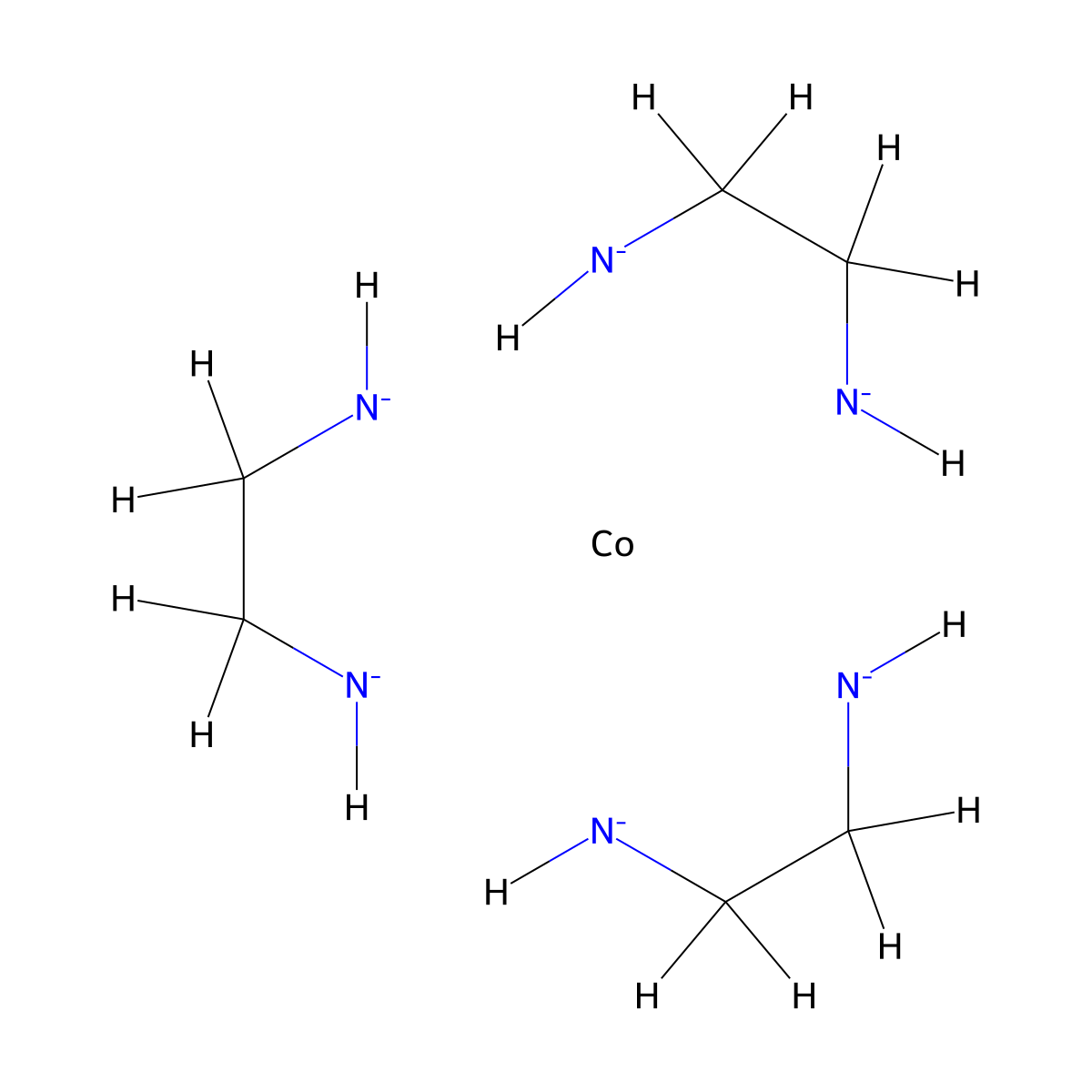 Cobalt(3+), tris(1,2-ethanediamine-kappaN1,kappaN2)-, chloride (1:3), (OC-6-11)- molecular structure, CAS 13408-73-6