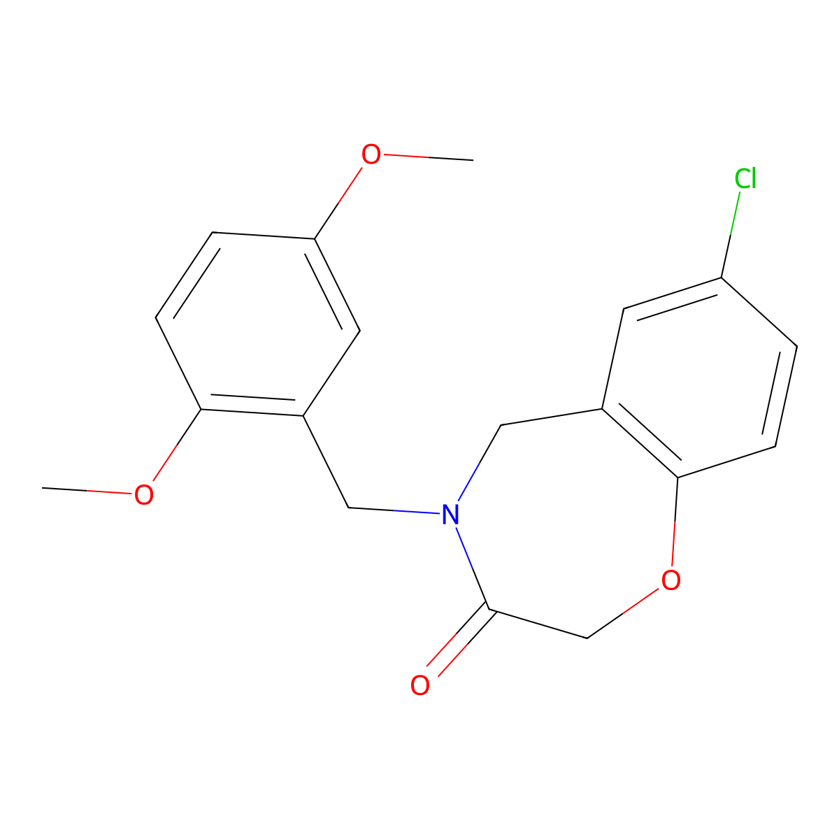 7-chloro-4-(2,5-dimethoxybenzyl)-4,5-dihydro-1,4-benzoxazepin-3(2H)-one molecular structure, CAS 1340800-77-2
