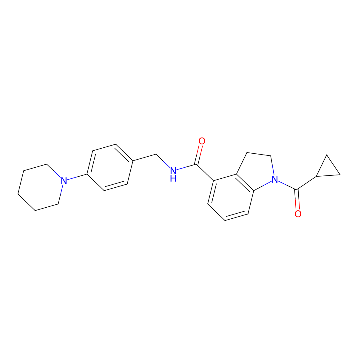 1-(cyclopropylcarbonyl)-N~4~-(4-piperidinobenzyl)-4-indolinecarboxamide molecular structure, CAS 1340811-04-2