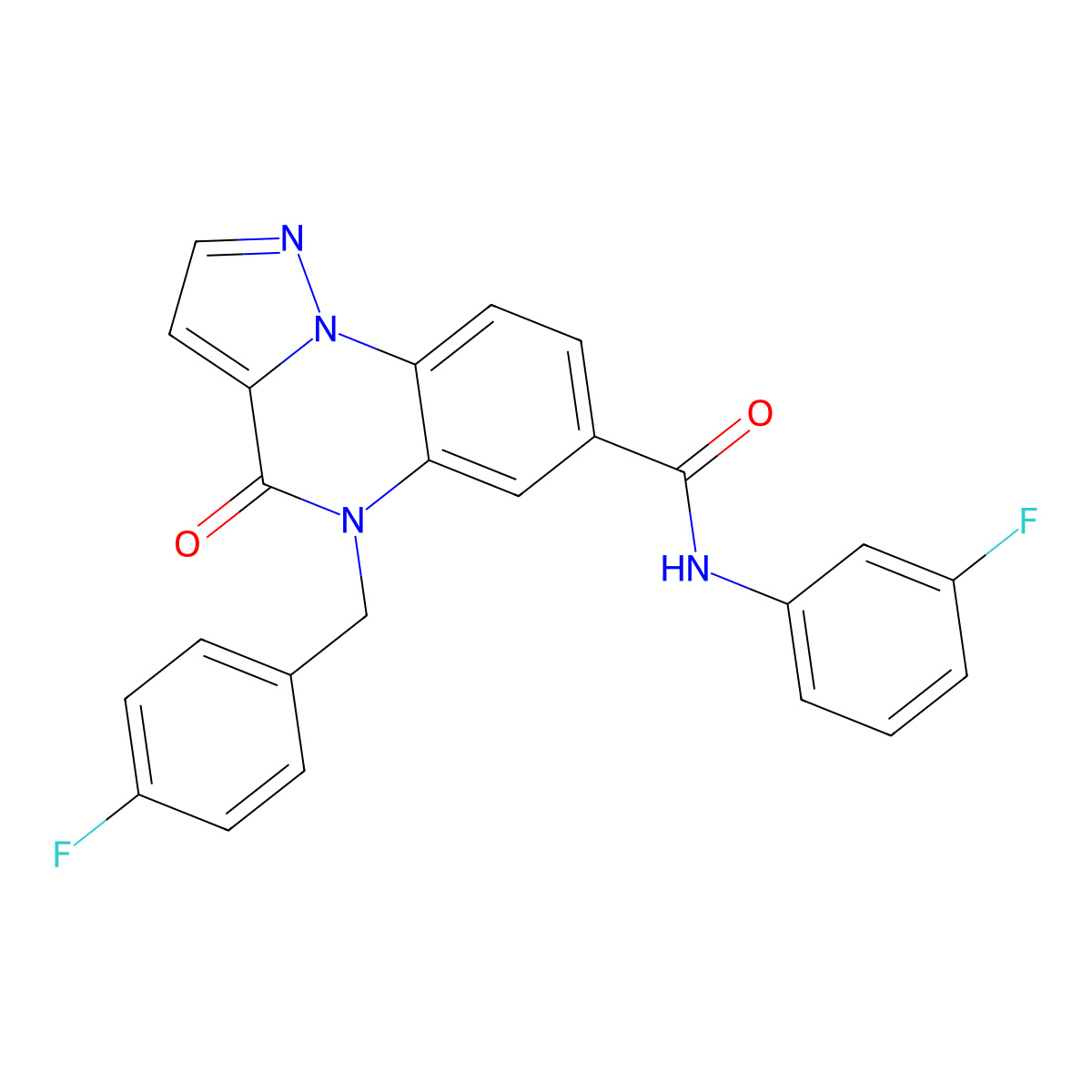 5-(4-fluorobenzyl)-N-(3-fluorophenyl)-4-oxo-4,5-dihydropyrazolo[1,5-a]quinoxaline-7-carboxamide molecular structure, CAS 1340811-06-4