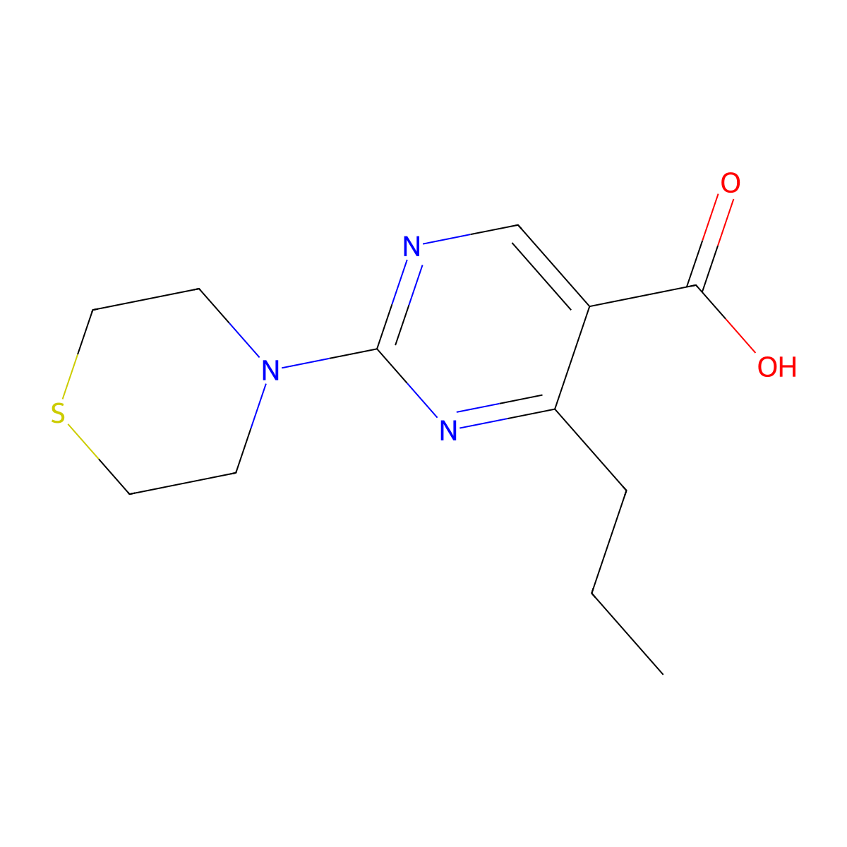 4-Propyl-2-thiomorpholin-4-ylpyrimidine-5-carboxylic acid molecular structure, CAS 1340812-22-7