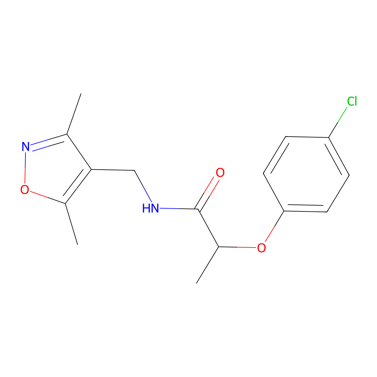 2-(4-Chlorophenoxy)-N-[(3,5-dimethyl-1,2-oxazol-4-YL)methyl]propanamide molecular structure, CAS 1340812-38-5