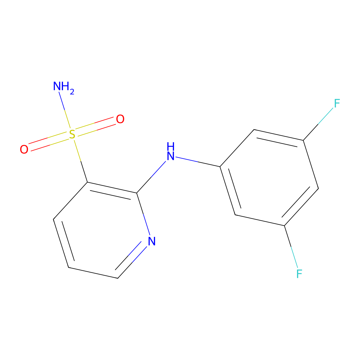 2-[(3,5-Difluorophenyl)amino]pyridine-3-sulfonamide molecular structure, CAS 1340817-68-6