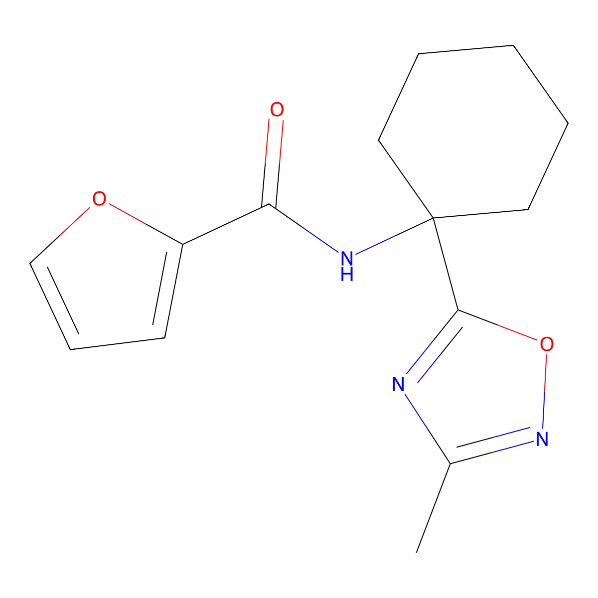 N-[1-(3-methyl-1,2,4-oxadiazol-5-yl)cyclohexyl]furan-2-carboxamide molecular structure, CAS 1340824-84-1