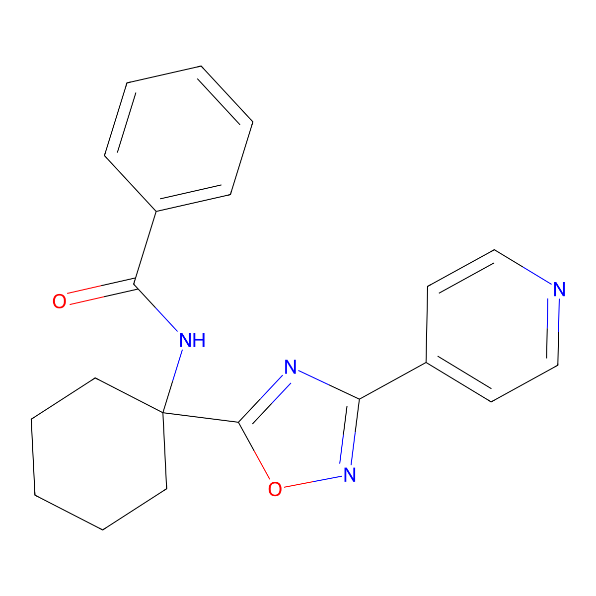 N-{1-[3-(pyridin-4-yl)-1,2,4-oxadiazol-5-yl]cyclohexyl}benzamide molecular structure, CAS 1340825-00-4