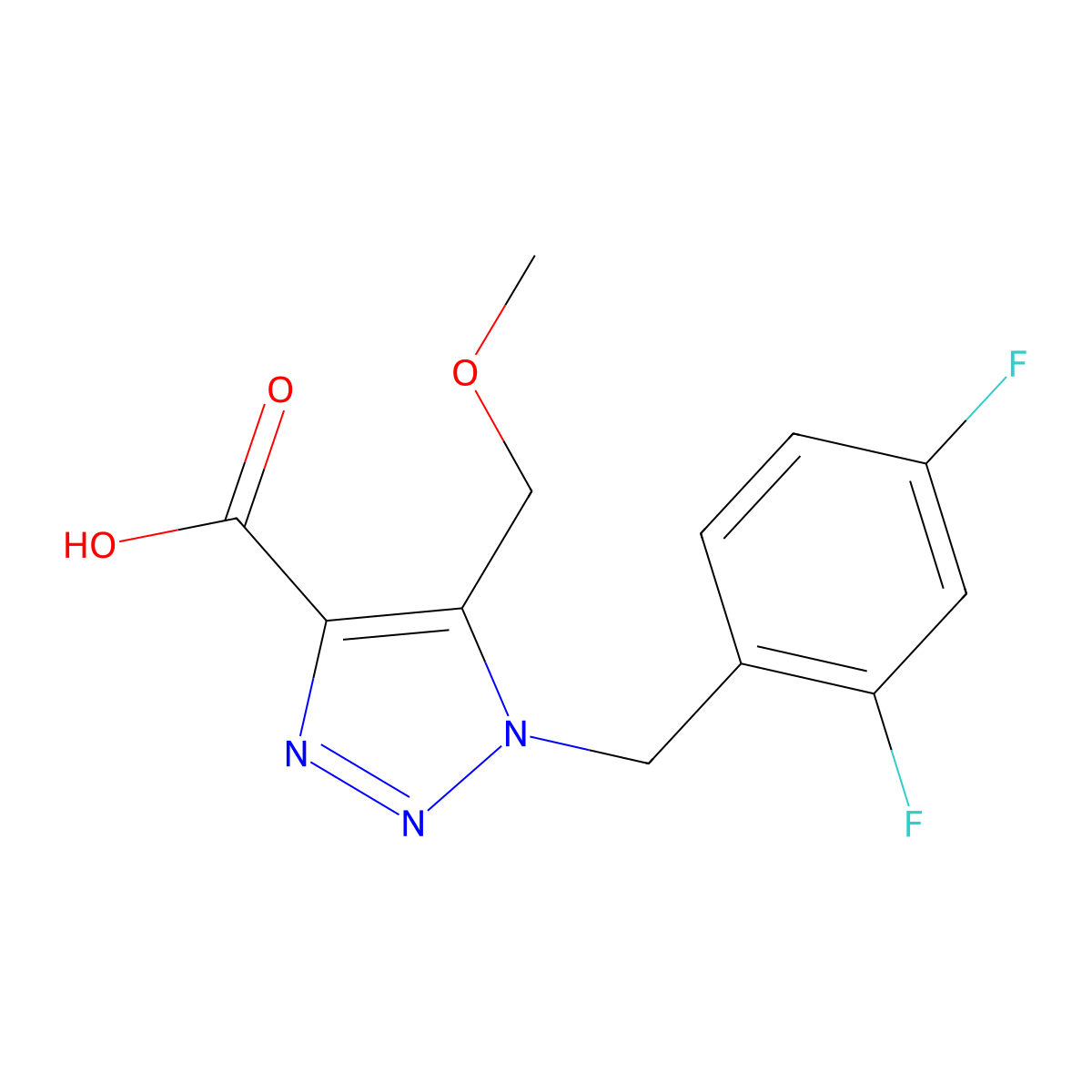 1-(2,4-difluorobenzyl)-5-(methoxymethyl)-1H-1,2,3-triazole-4-carboxylic acid molecular structure, CAS 1340830-22-9