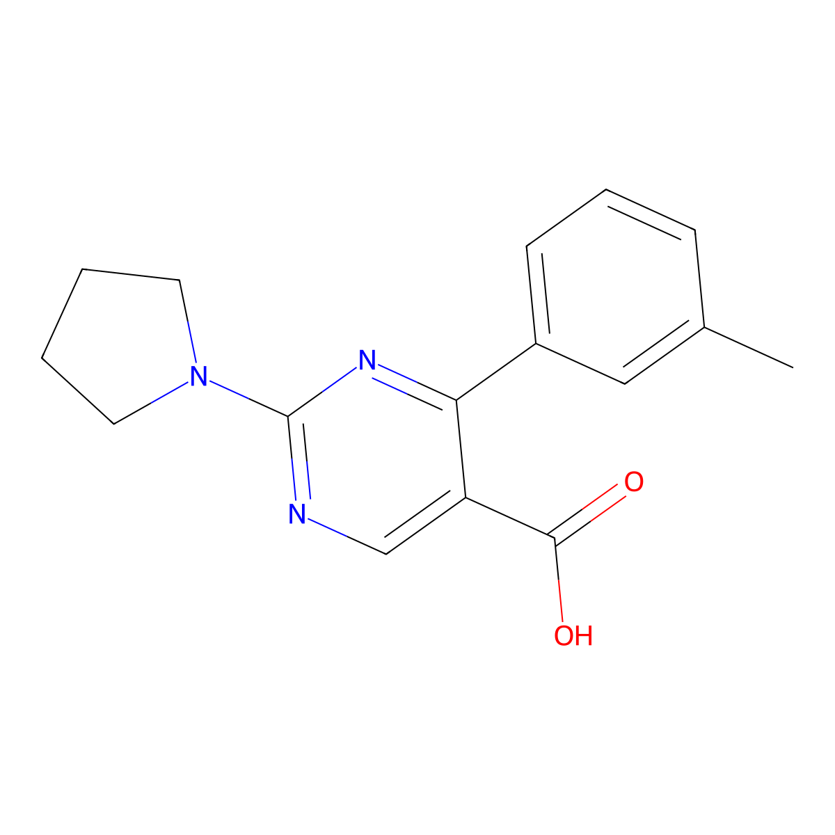 4-(3-Methylphenyl)-2-pyrrolidin-1-ylpyrimidine-5-carboxylic acid molecular structure, CAS 1340834-09-4