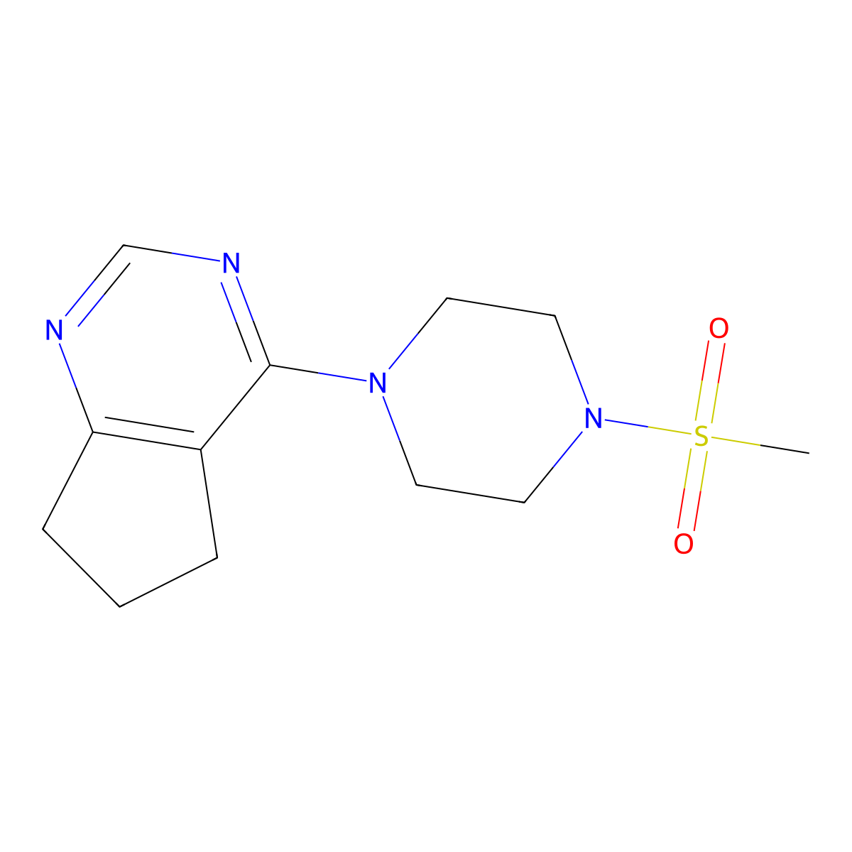 1-{5H,6H,7H-cyclopenta[d]pyrimidin-4-yl}-4-methanesulfonylpiperazine molecular structure, CAS 1340838-11-0