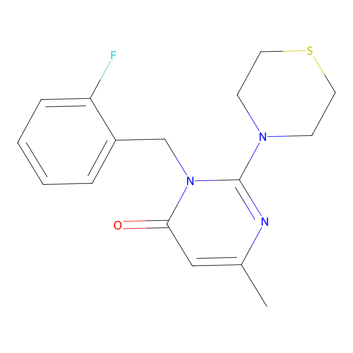3-(2-fluorobenzyl)-6-methyl-2-(1,4-thiazinan-4-yl)-4(3H)-pyrimidinone molecular structure, CAS 1340838-80-3