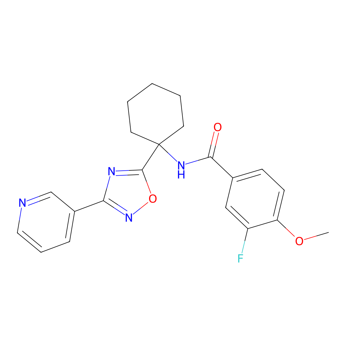 3-fluoro-4-methoxy-N-[1-(3-pyridin-3-yl-1,2,4-oxadiazol-5-yl)cyclohexyl]benzamide molecular structure, CAS 1340842-38-7