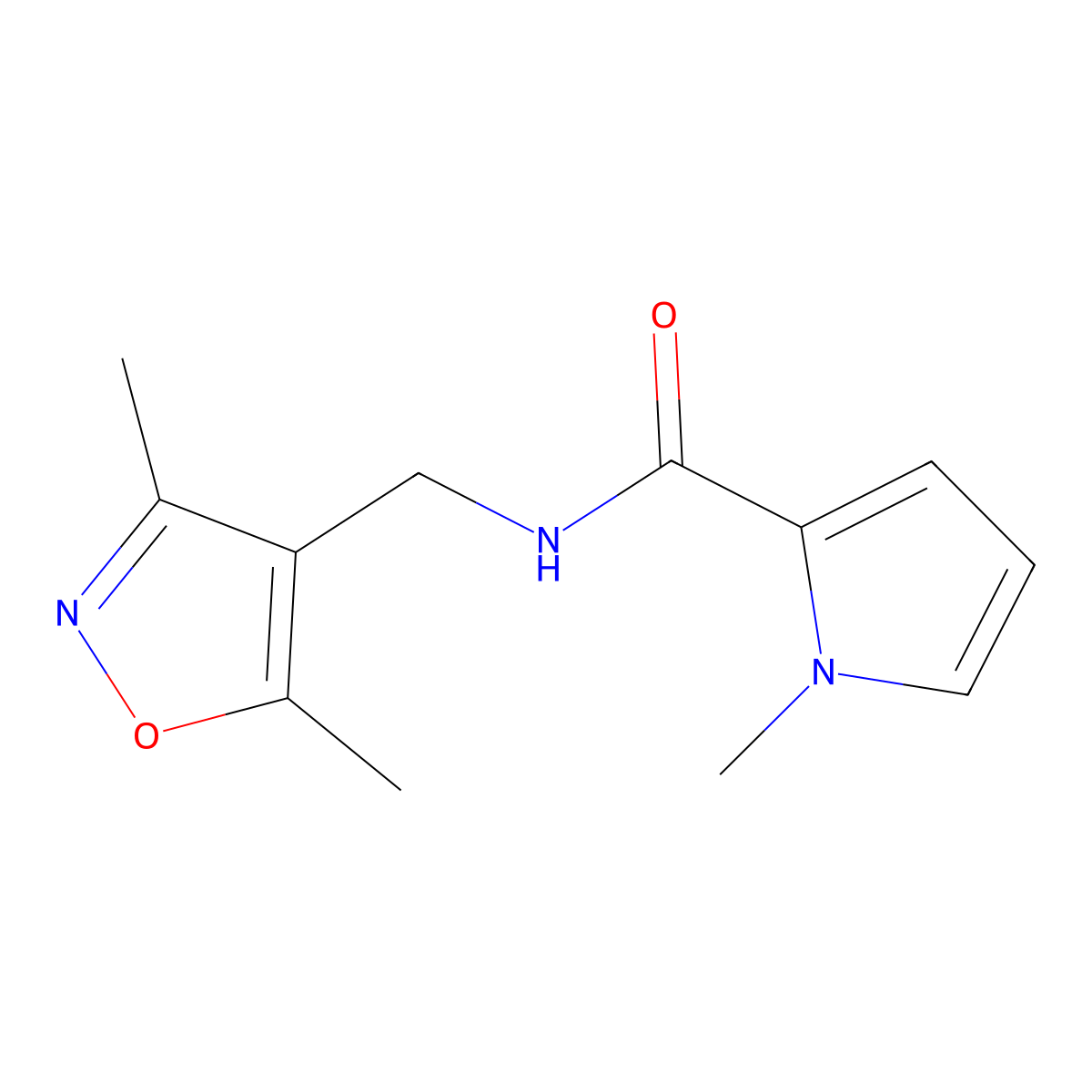 N-[(3,5-dimethyl-4-isoxazolyl)methyl]-1-methyl-1H-pyrrole-2-carboxamide molecular structure, CAS 1340849-89-9